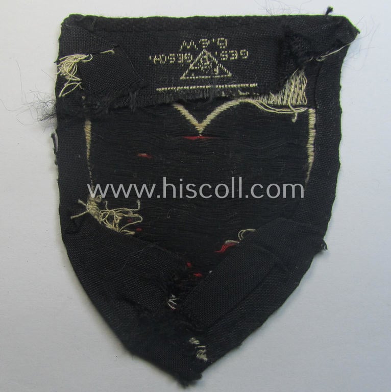 'BeVo'-woven enlisted-mens'- (ie. NCOs'-) pattern, so-called: RAD (ie. 'Reichsarbeitsdienst') sleeve-badge (or: 'Dienststellenabzeichen') bearing the specialist- ie. unit-designation: '85/7'