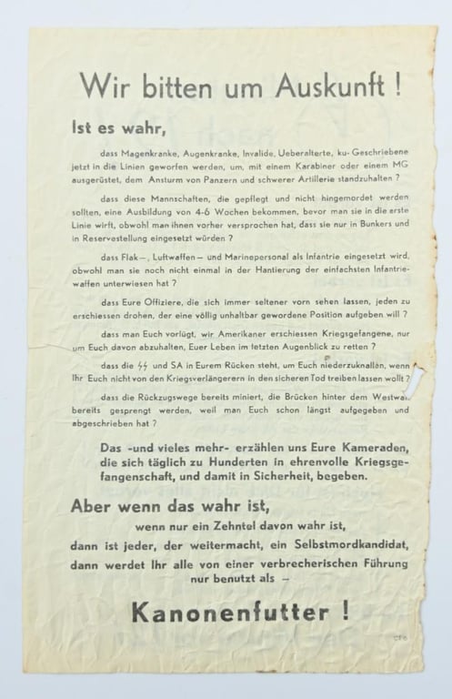 Allied WW2 Droppingsflyer '5 minuten nach 12!'