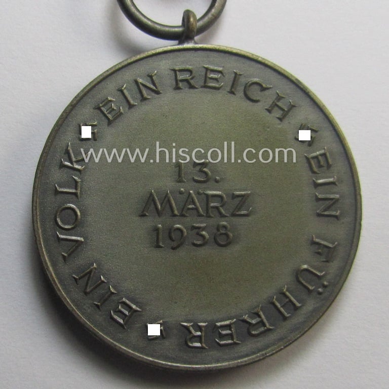 WH Austrian-occupation- (ie. 'Anschluss'-) medal: '13. März 1938' that came mounted onto its period ribbon as issued and/or recently found
