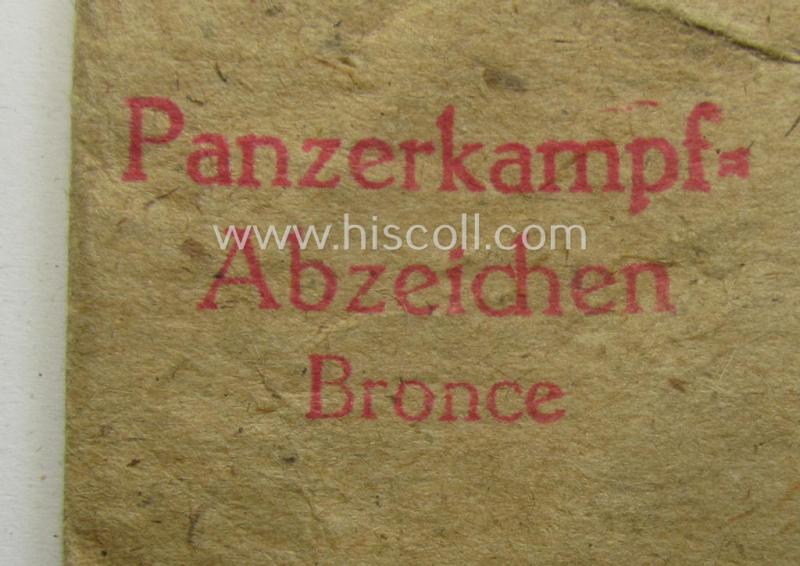 WH (Heeres- ie. Waffen-SS), typical 'Zellstoff'-based (and non-maker-marked!) medal-pouch as was intended for a: 'Panzerkampf-Abzeichen in Bronce' (or: bronze-class PAB)