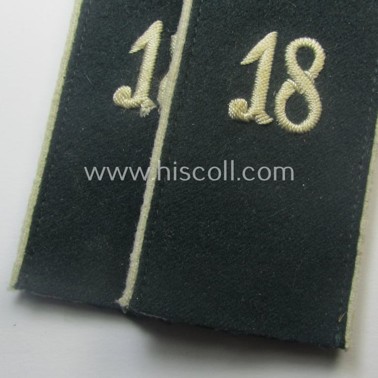 Pair of WH (Heeres) early-war-period- (ie. 'M40'-pattern and/or rounded-styled) neatly 'cyphered', EM-type shoulderstraps as was intended for a: 'Soldat des Infanterie-Rgts. 18'