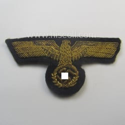 Superb, WH (Kriegsmarine) officers'-type, hand-embroidered visor-cap-eagle (ie. 'Schirmmützenadler...