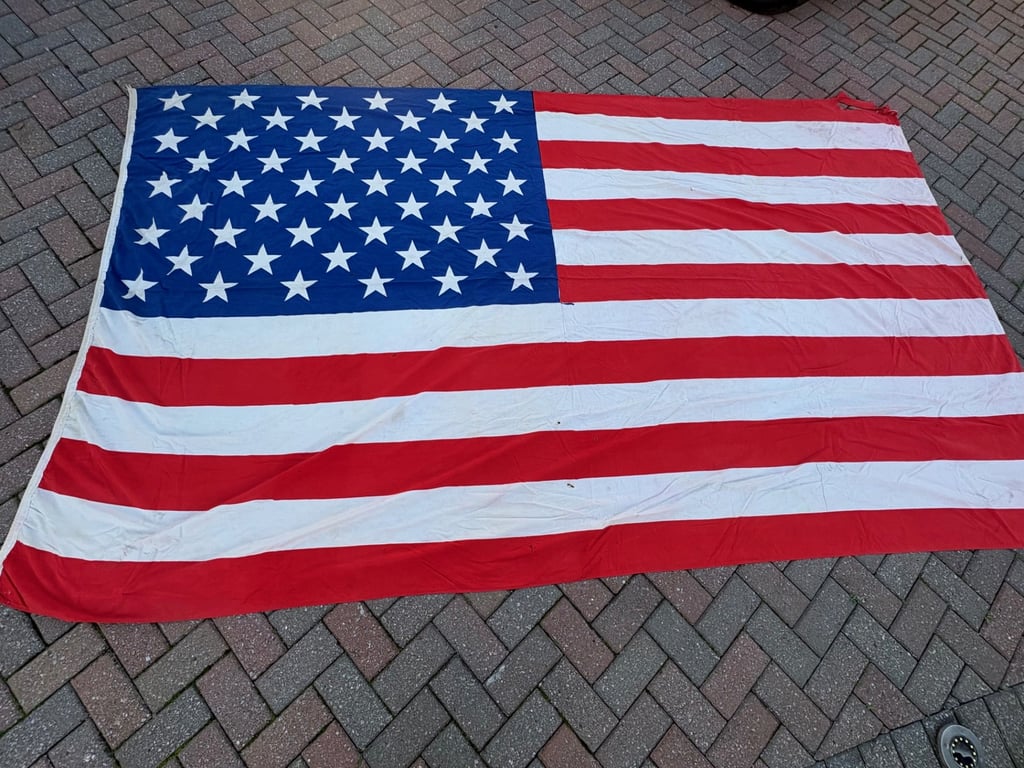 AUTHENTIC ORIGINAL JFK ELECTION PRINTED CAMPAIGN JFK 50-STAR FLAG 1960 FROM THE STATE OF WEST VIRGINIA AND USED