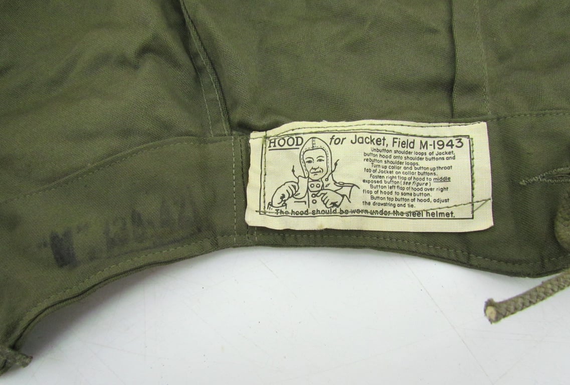 US WWII M43 M-1943 Combat Jacket Hood