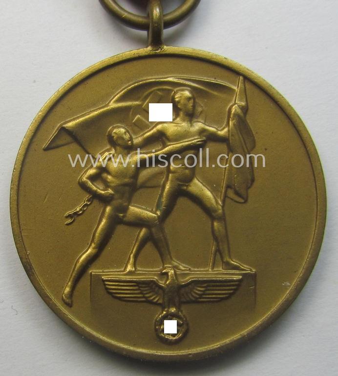 WH Czech-occupation- (ie. 'Anschluss'-) medal: '1. Oktober 1938' that comes mounted onto its period ribbon and that shows a firmly (and period!) attached 'Prager Burg-Spange' and that came with its accompanying 'Feld-/Bandspange'