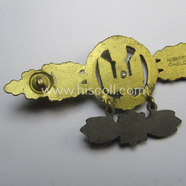 Attractive, WH (LW) 'Frontflugspange für Kampfflieger in Gold mit Stern-Anhänger' being a typical zinc- (ie. 'Feinzink'-) and maker-marked example bythe: 'Metall u. Kunstoff - Gablonz'-company