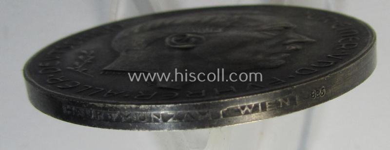 Attractive, TR-period, commemorative-plaque (ie. 'Erinnerungs- o. nichttragbare Medaille') showing a portrait of AH and bearing the text: 'Der einer und Führer aller Deutschen - Das Grossdeutsche Reich ist erstanden - 13.-3 - 29.-9-1938'