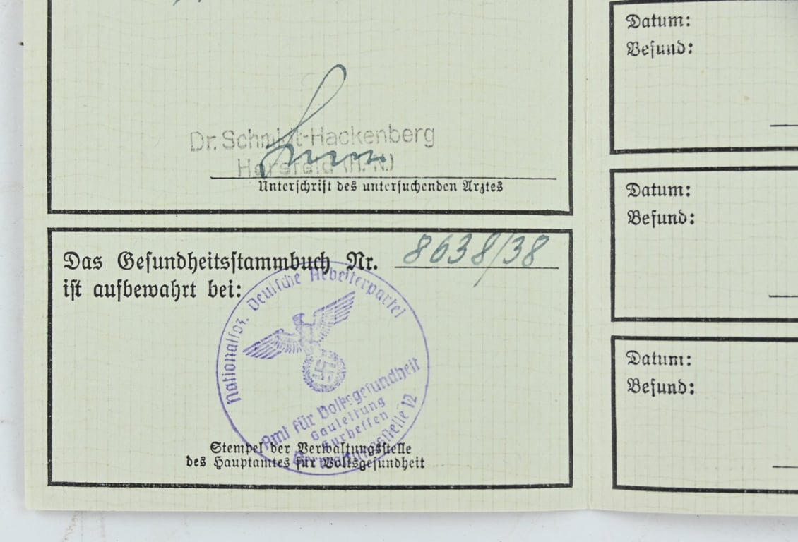 German NSDAP Health Pass