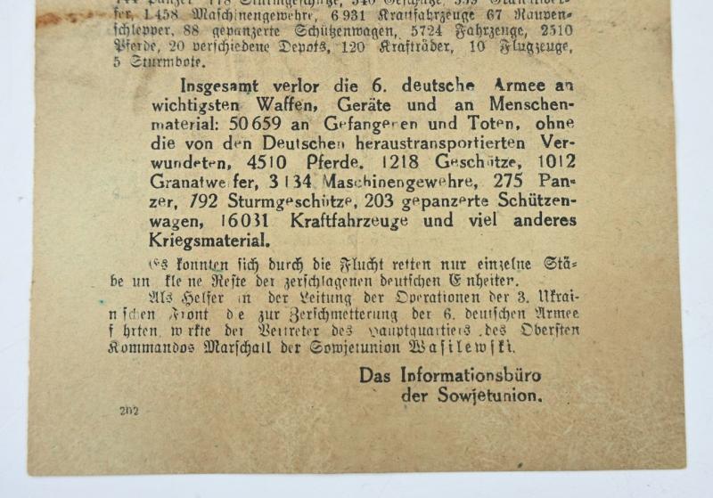 Russian WW2 Droppingsflyer 'Sondermeldung'