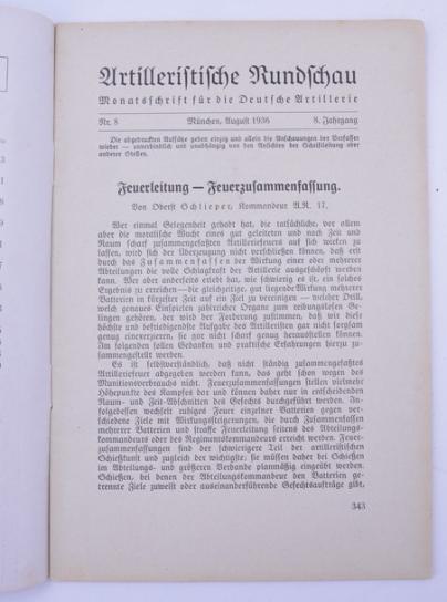 German WH Magazine 'Artilleristische Rundschau' 1936