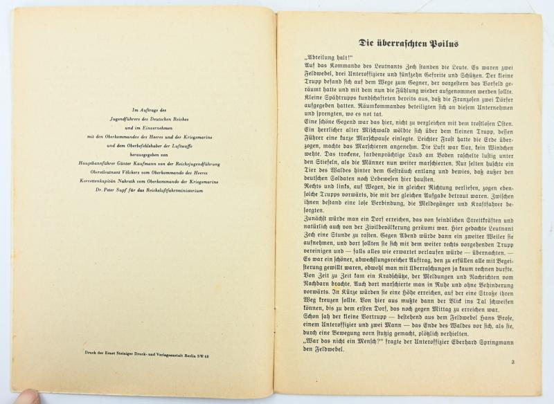 German Hitler Youth Booklet 'Die uberraschten Poilus'