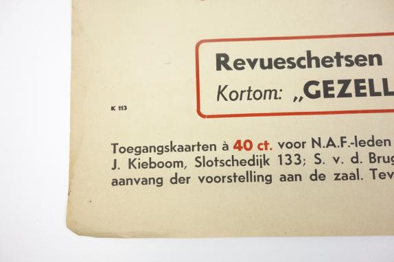 Dutch WW2 Poster " Gezelligheid in dezen tijd"
