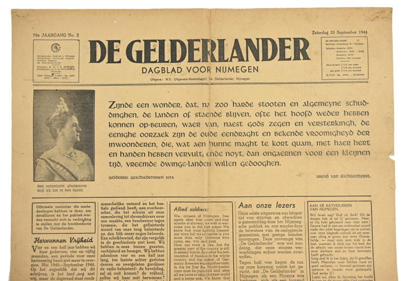 Dutch WW2 Newspaper 'De Gelderlander' 23 September 1944