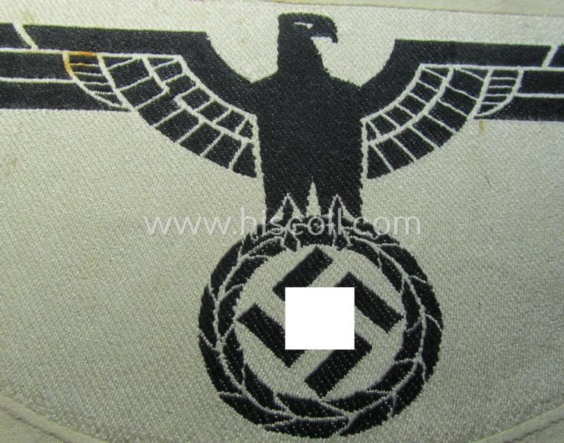 Attractive - and fairly large-sized! - example of a (typical) linnen-based WH 'Heeres'-related sport-shirt badge (ie. 'Brustadler für Sportanzug') as was executed in the neat 'BeVo-weave pattern