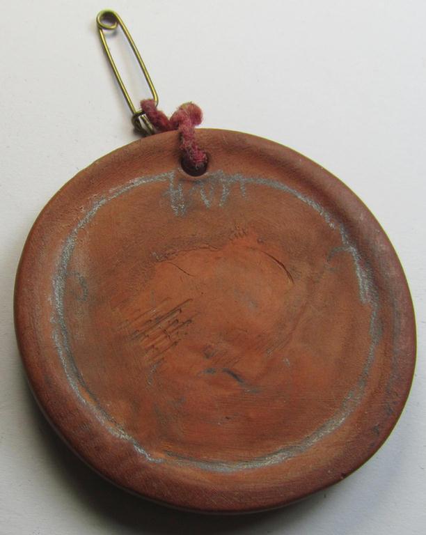 Attractive - and most certainly not that often encountered! - brownish-red-toned- and/or: 'earthen-ware'-based, so-called: 'Erinnerungs-Medaille' showing an upward-positioned sword coupled with the text: 'Kreistag N.S.D.A.P. - Bonn 1937'