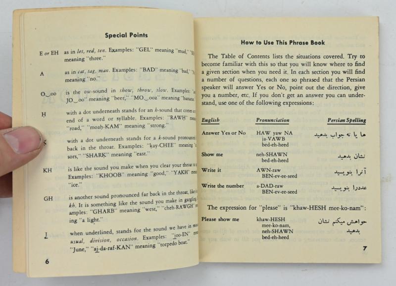 US WW2 Persian Phrase Book