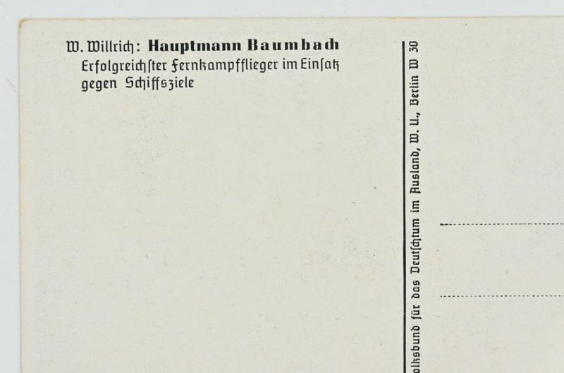 German Willrich Postcard 'Major Baumbach'