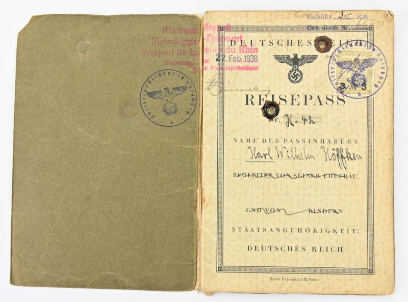 German Third Reich Travel Pass 'Rhein Schipper'