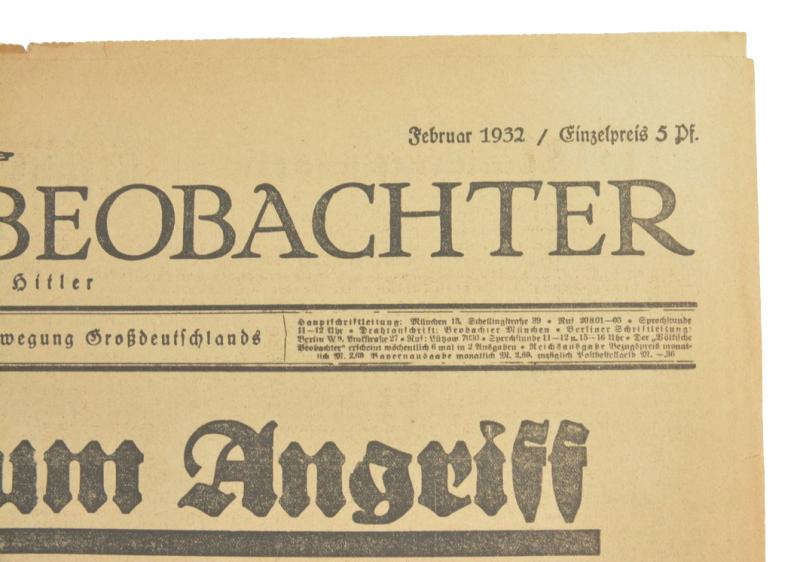 German Newspaper Volkischer Beobachter February 1932