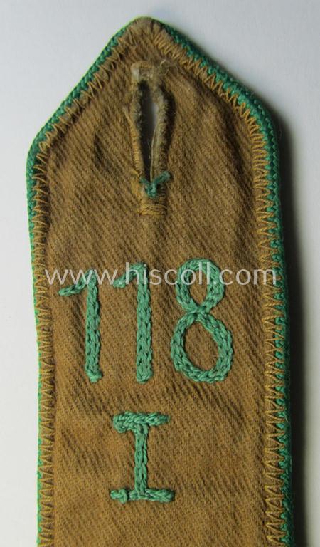 Attractive - albeit regrettably single! - very early-pattern, so-called: 'Allgemeine-HJ' (ie. 'Hitlerjugend') shoulderstrap as was intended for usage by a: 'Hitlerjunge' who was attached to the: 'Bann 118 - I' (Bann 118 = Bann Worms)