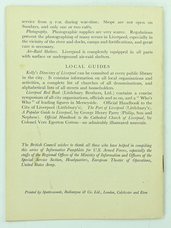 US WW2 British City Guide for the US Armed Forces
