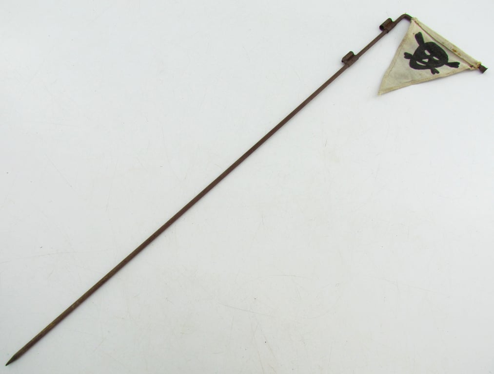 Extremely Rare White Variant Wehrmacht Mine Warning Flag