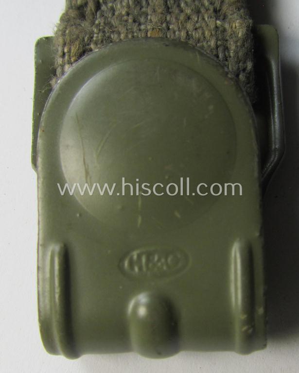 Neat - and not that easily encountered! - replacement carrying-strap (ie. 'Tragelasche für Gasmaskenbuchse') as was specifically intended for usage on the German WWII-period gas-mask-cannisters being a non-maker-marked example