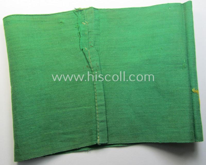 Wehrmacht-related, bright-green-coloured and/or linnen-based armband entitled: 'Feldgendarmerie' (as was specifically intended for usage by the staff of the notorious: 'Feldgendarmerie-Truppen')