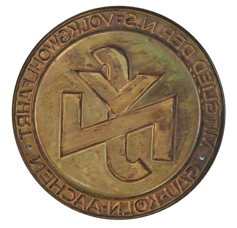Germen NSV Memberplate 'Gau Koln-Aachen'