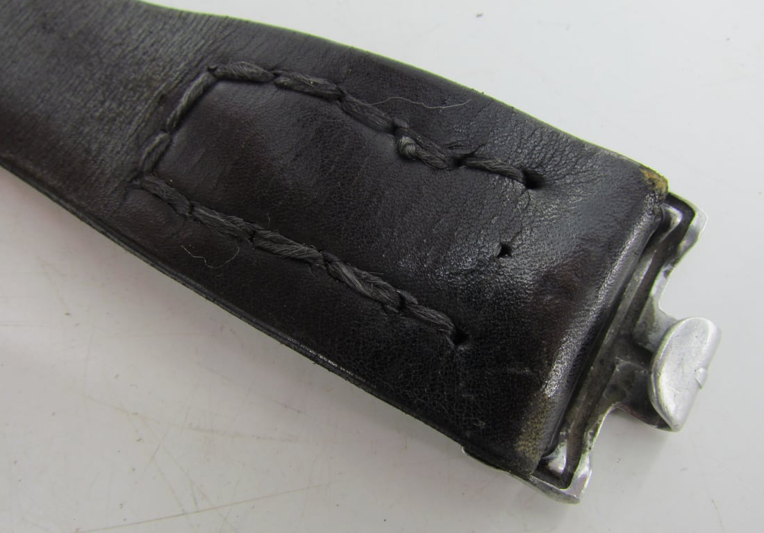 Early Wehrmacht leather equipment belt with aluminum hook
