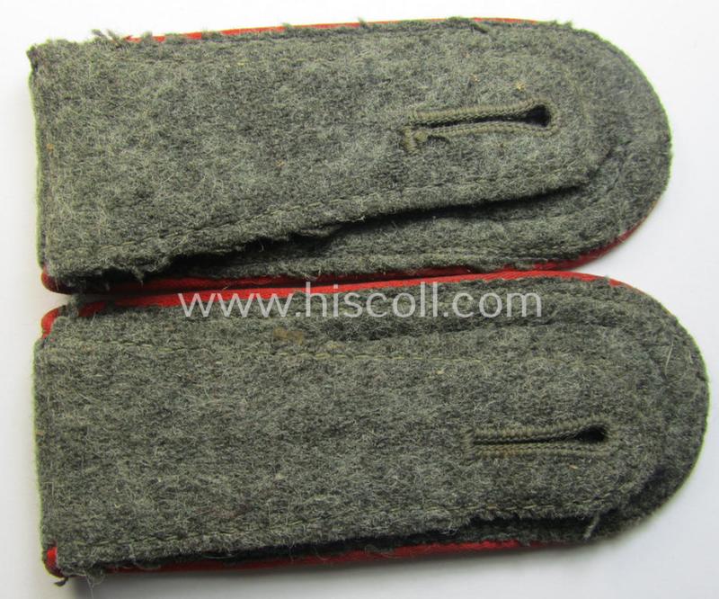 Attractive - and fully matching! - pair of WH (Heeres) early- (ie. mid-) war-period- (ie. 'M40'- ie. 'M43'-pattern), 'standard-issued' NCO-type shoulderstraps as was intended for an: 'Unterwachtmeister eines (Sturm)Art.-Abts. o. Rgts.'