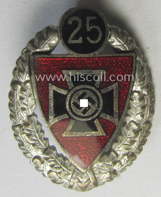 'Silberne Ehrennadel für 25 Jahre Mitgliedschaft im Nat.Soz. Reichskriegerbund' (ie. 'N.S.R.K.B.') being a maker- (ie. '6'-) marked example that comes stored in its period, 'Cellophan'-based pouch