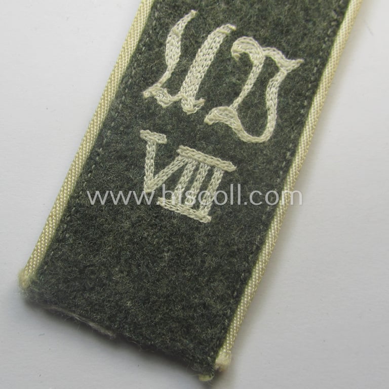 Single, WH (Heeres), early-war-period- (ie. 'M41- o. M43'-pattern) 'cyphered', EM-type shoulderstrap as was intended for a: 'Soldat u. Mitglied des Unteroffiziersvorschule VIII'