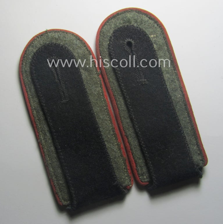 Superb - and fully matching! - pair of Waffen-SS (ie. 'SS-Panzer') EM-type shoulderstraps (as was amongst others used on the black-coloured 'wrap-around'-tunics) as was intended for usage by a: 'Soldat der SS-Panzer-Trpn.'
