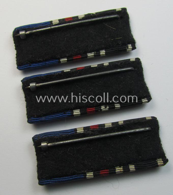 Three-pieced, WWI- (ie. TR-) period medal-bar (ie. 'Band- o. Feldspange') showing the ribbons for a WWI-period: 'EK II. Kl.', a: 'FKK m. Schw.' and a: 'Treuedienst Ehrenzeichen der 2. Klasse' (with attached miniature device)