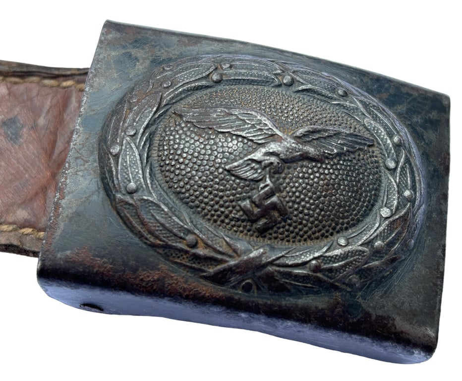 Luftwaffe dark brown leather tabbed belt buckle marked "Bruder Schneider Wien, 1940"