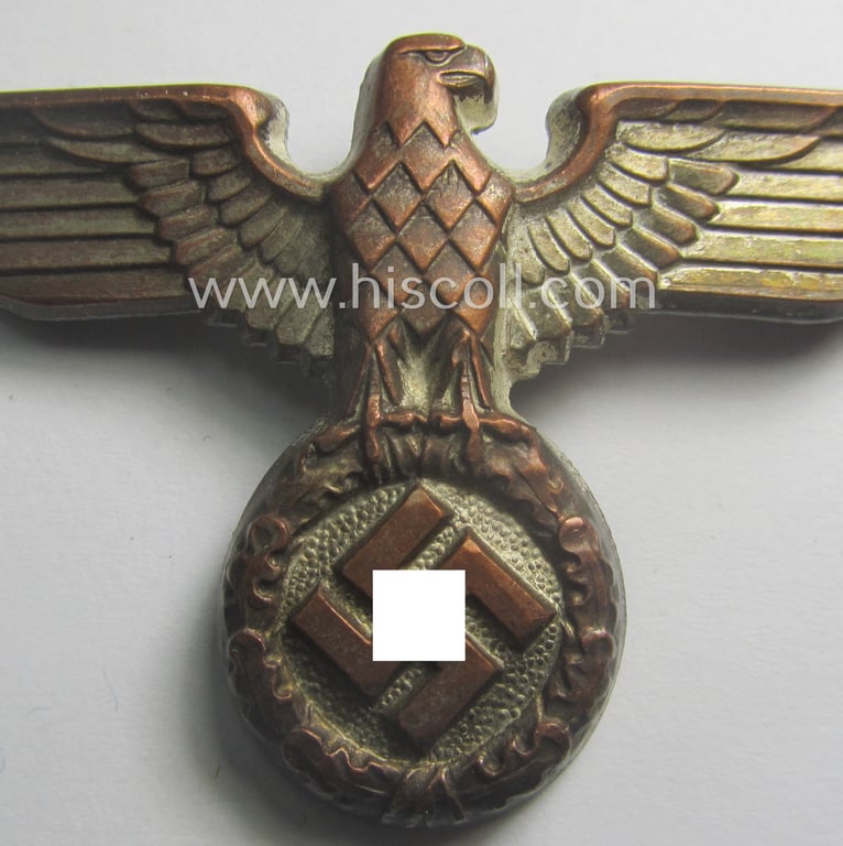 Silver-toned- and/or: 'Buntmetall'-based - (political-styled) visor- (ie. 'Schirmmützen'-) cap-eagle that is neatly: 'RzM' and/or 'M1/13' marked