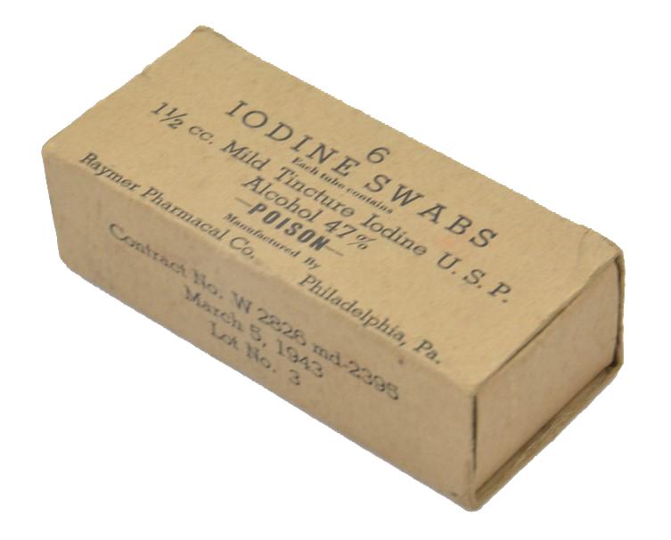 US WW2 Iodine Swabs in box