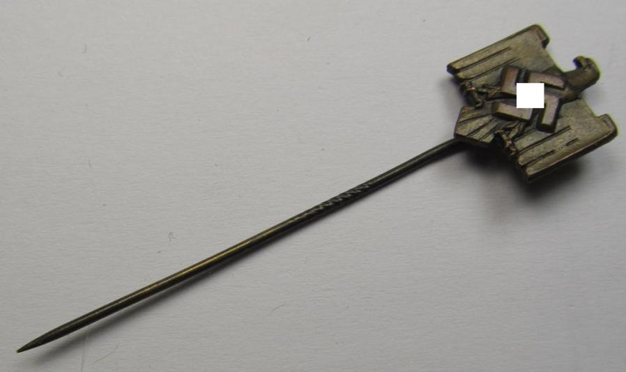 Darker-bronze-toned lapel-pin (ie. 'Mitgliedsabzeichen des DRL bzw. NSRL') as was intended for usage by a member of the TR-period sports'-association: 'NS Reichsbund für Leibesübungen (NSRL)'