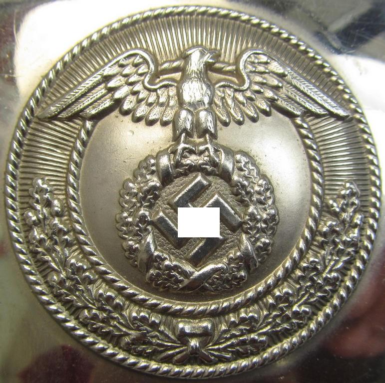 Superb - and hardly used- nor worn! - example of an unmarked - and very shiny! - nickle-chrome-based- and/or regular-sized, N.S.K.K.-related belt-buckle being a 'regular'-pattern- (ie. 'two-pieced'-) specimen