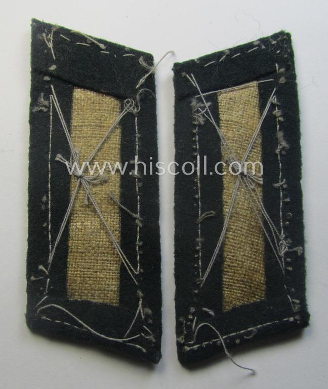 Truly used- and tunic-removed pair of WH (Heeres) 'standard-issue'-pattern WH (Heeres) collar-tabs (or: 'Einheitskragenspiegel') being of the 'generic-pattern'