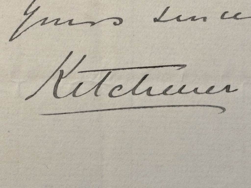 RARE DOUBLE INK SIGNED LETTER & ENVELOPE, BRITISH FIELD MARSHAL LORD KITCHENER 1910.