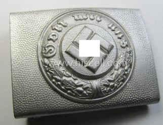 Police- (ie. 'Polizei') 'standard'-pattern, silver-toned- and zinc-based belt-buckle...