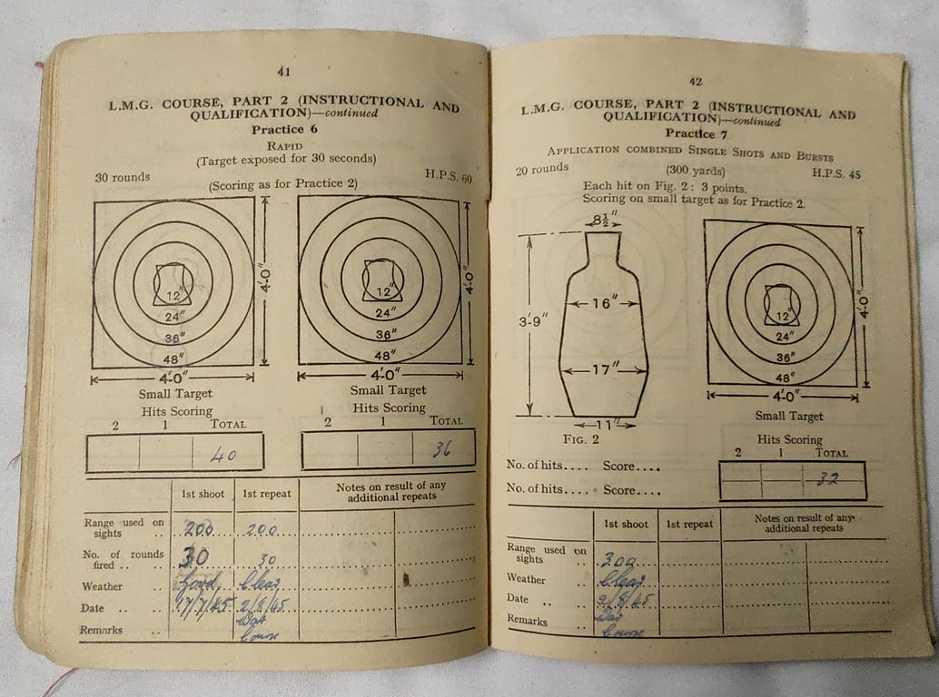 WW2 British Army skill at arms record book