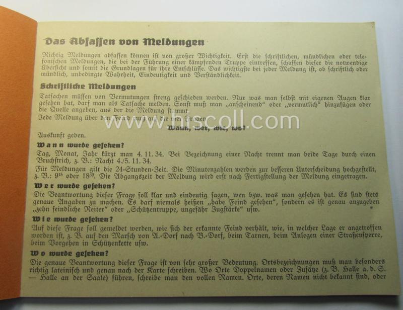 Fully complete, WH (Heeres ie. LW etc.) 'Dienst'-related 'notebook' (ie. 'Übungs-Meldeblock mit Anleitung…') as was intended for storage in the 'Kartentasche' (or: map-case) that comes in a virtually 'mint'- and/or never used, condition