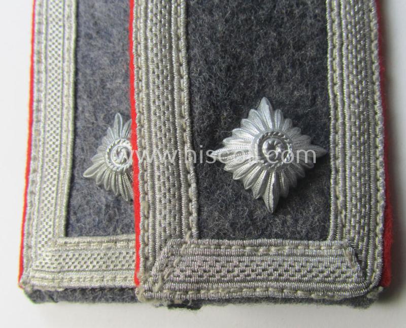 Neat - and/or fully matching! - pair of WH (Luftwaffe) NCO-type shoulderstraps as piped in the bright-red branchcolour as was intended for a: 'Feldwebel o. Wachtmeister der Flak-Artillerie-Truppen'