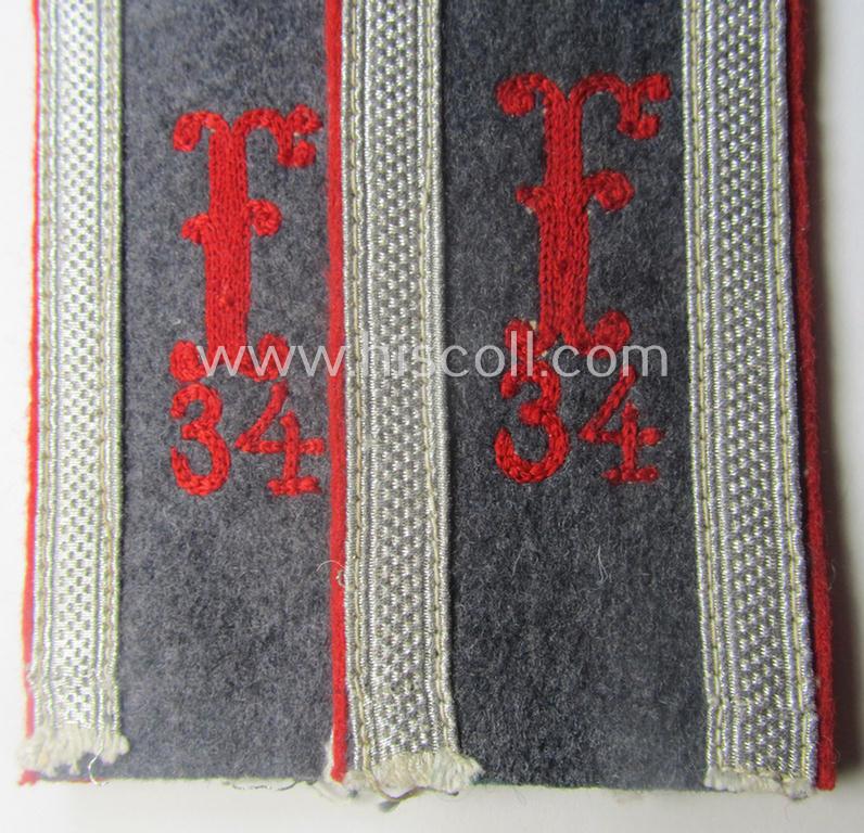 Pair of neatly 'cyphered', WH (Luftwaffe) NCO-type shoulderstraps: 'Unterwachtmeister des Festungs-Flakartillerie-Abtlgs o. Rgts. 34'