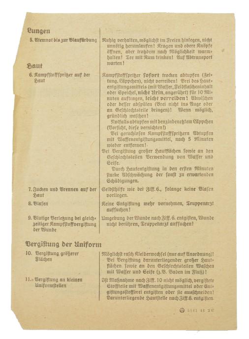 German WH Instruction leaflet 'Chemical Warfare'