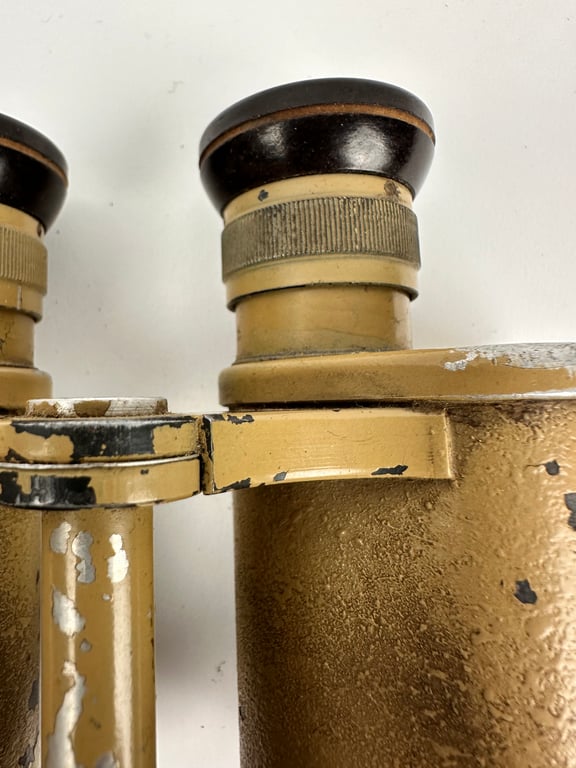 Late War Tan Painted Wehrmacht Binoculars 'Dienstglas' 6 x 30 (Doppelfernrohr) "CAG"