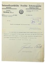 German NSDAP Letter NSKOV